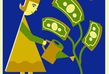 woman watering money tree